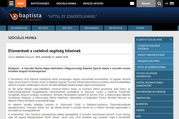 Elismerések a cselekvő segítség hőseinek